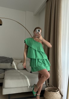 Onze Yeşil Kat Kat Elbise